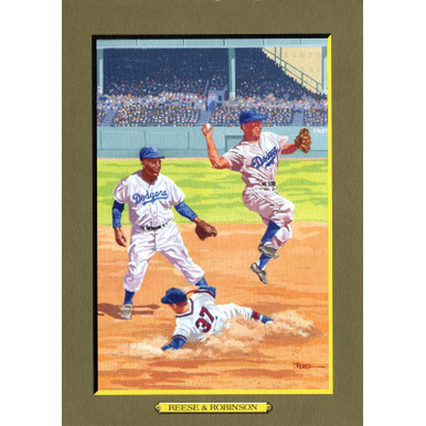 Pee Wee Reese and Jackie Robinson Perez-Steele Hall of Fame Great Moments  Limited Edition Jumbo Postcard # 91