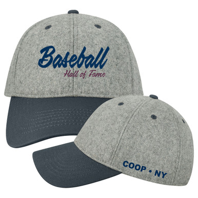 Baseball Hall of Fame Script Grey and Navy Wool Blend