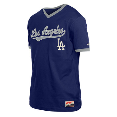 Men's New Era Los Angeles Dodgers Navy Script Logo V-Neck T