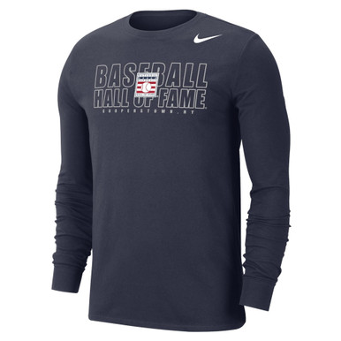 Men's Nike Dri-FIT Cotton Baseball Hall of Fame Long Sleeve Navy T