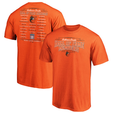 Men’s Baltimore Orioles Orange Team Hall of Famer Roster T-Shirt