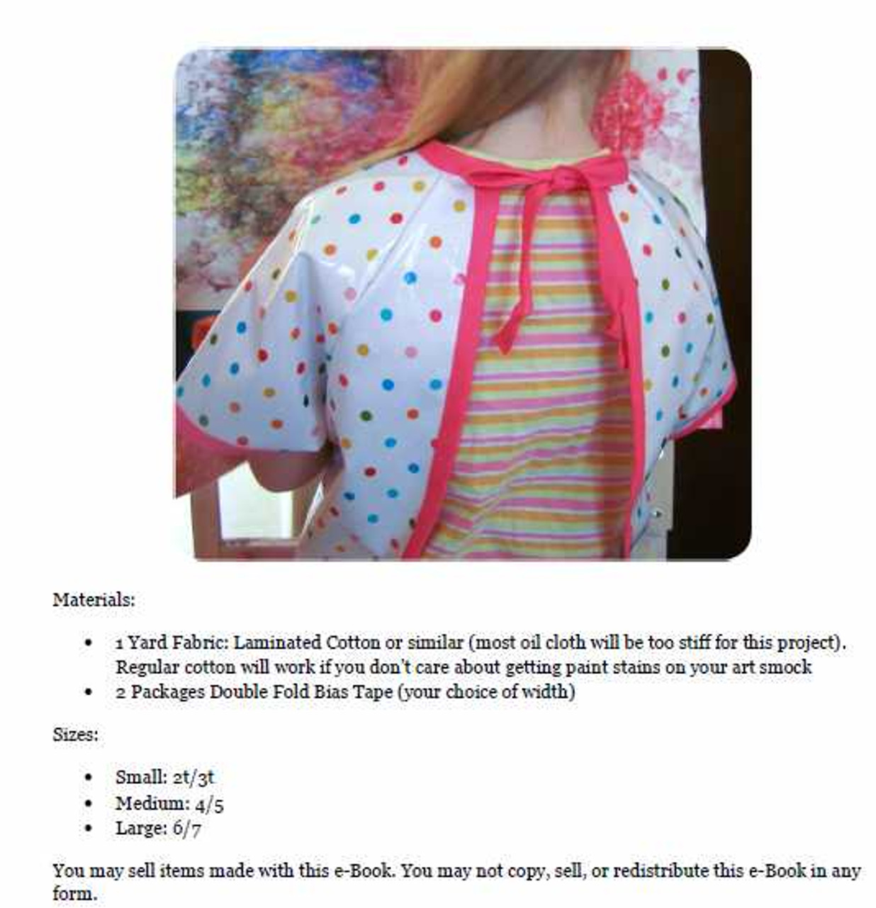 Art Smock Pattern PDF Sewing Pattern for Art