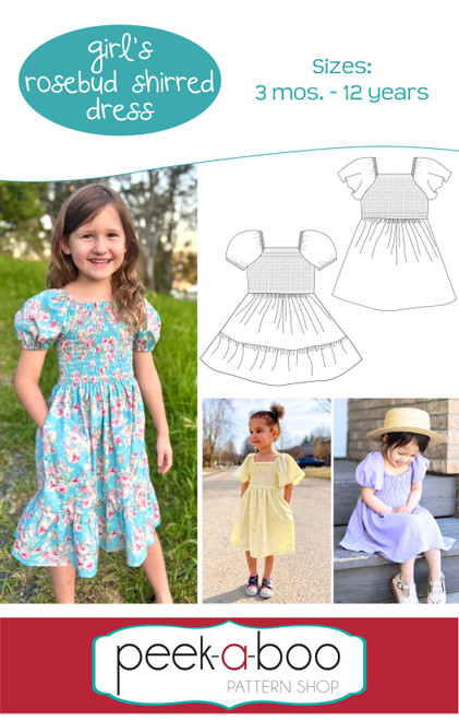 Rosebud Girls Shirred Dress Pattern | PDF Pattern
