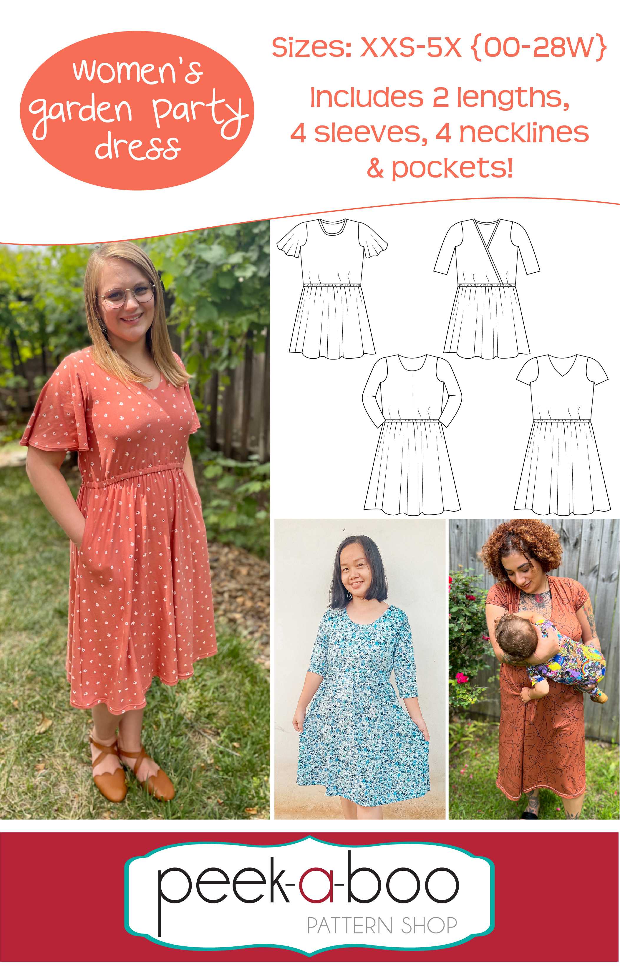 Women's Garden Party Dress Pattern Women's Garden Party Dress Pattern