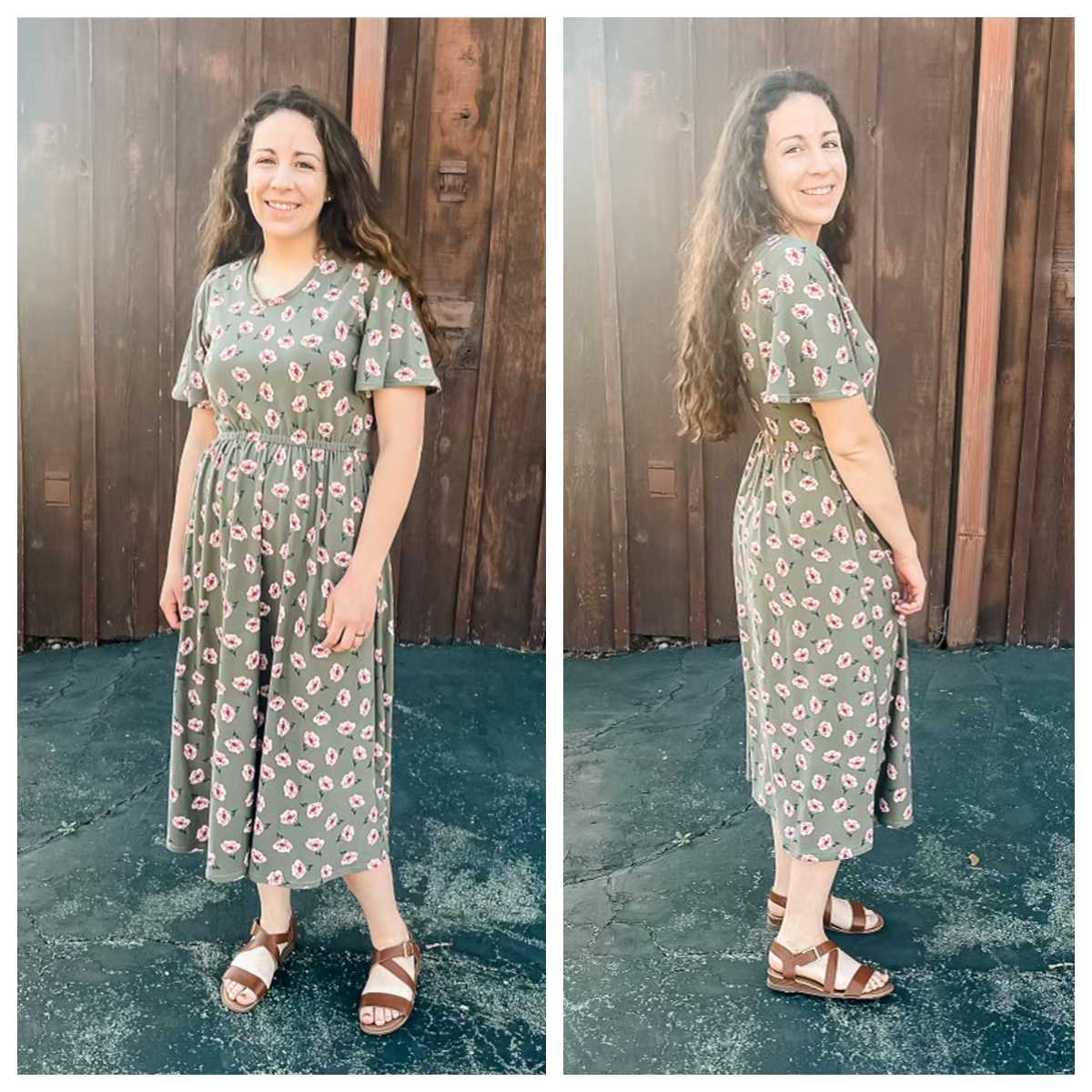 tan floral midi dress Tan Floral Midi Dress
