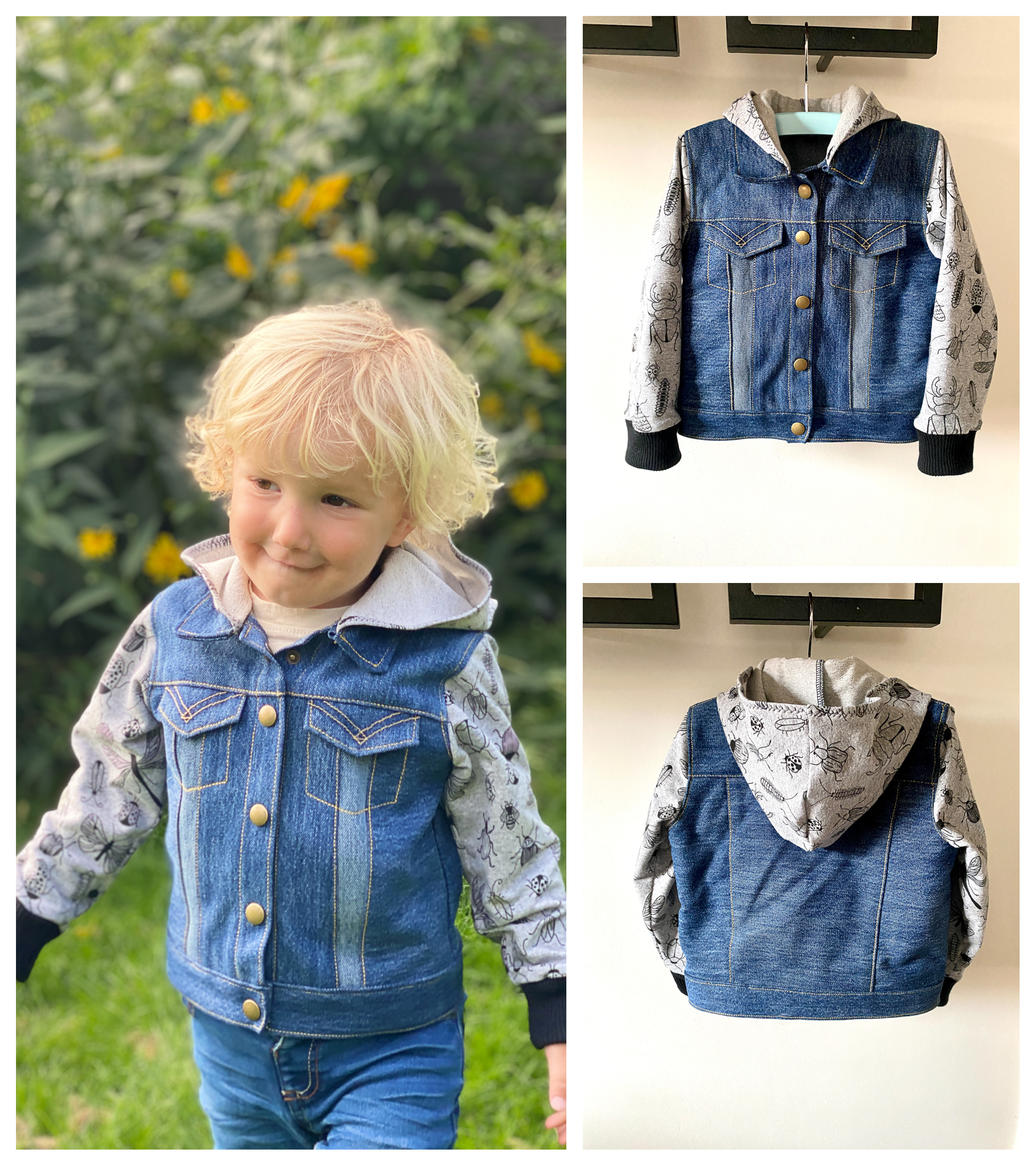 Tween Boy Geo Print Button Front Flap Pocket Denim Jacket