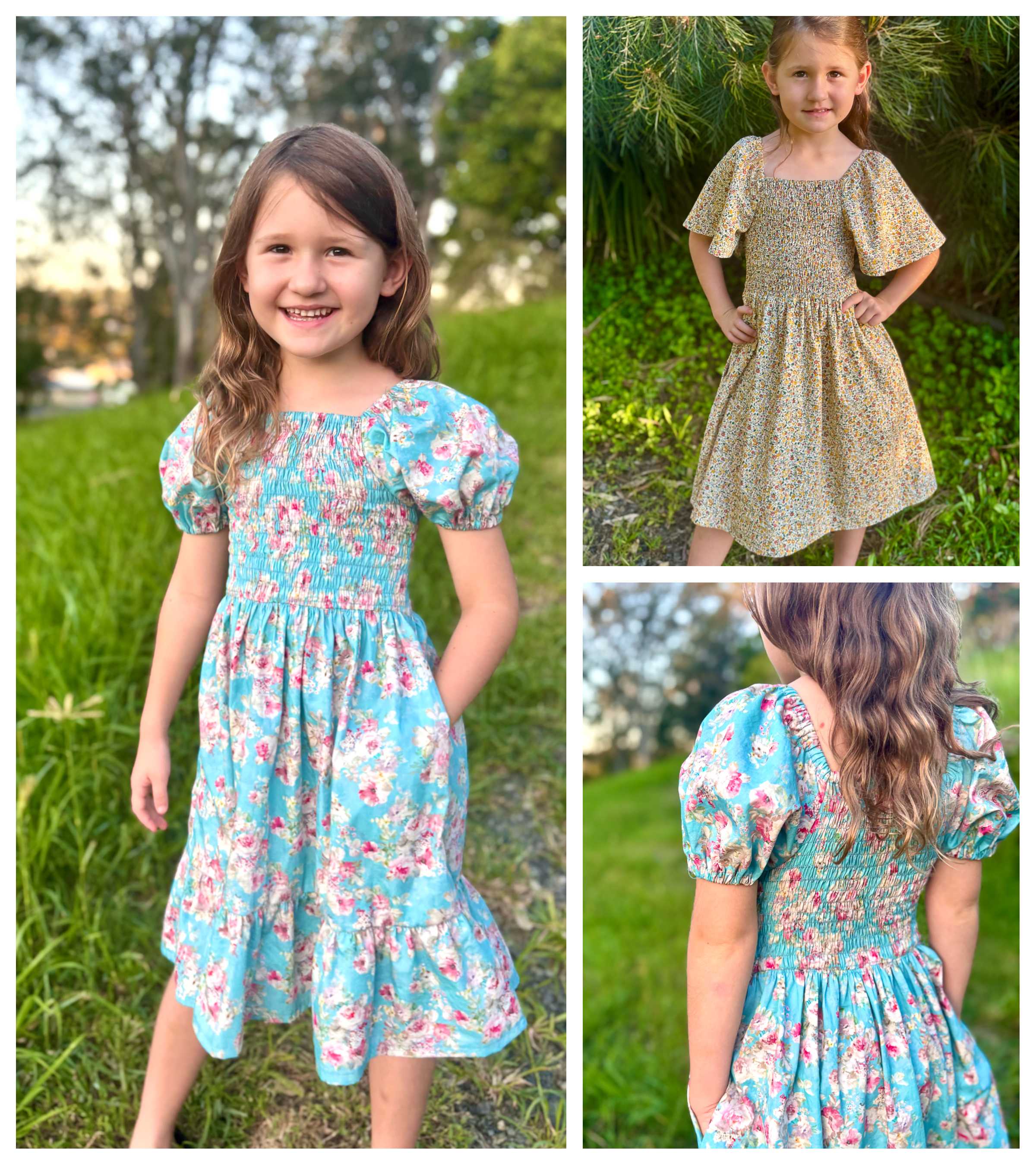 Rosebud Girls Shirred Dress Pattern | PDF Pattern