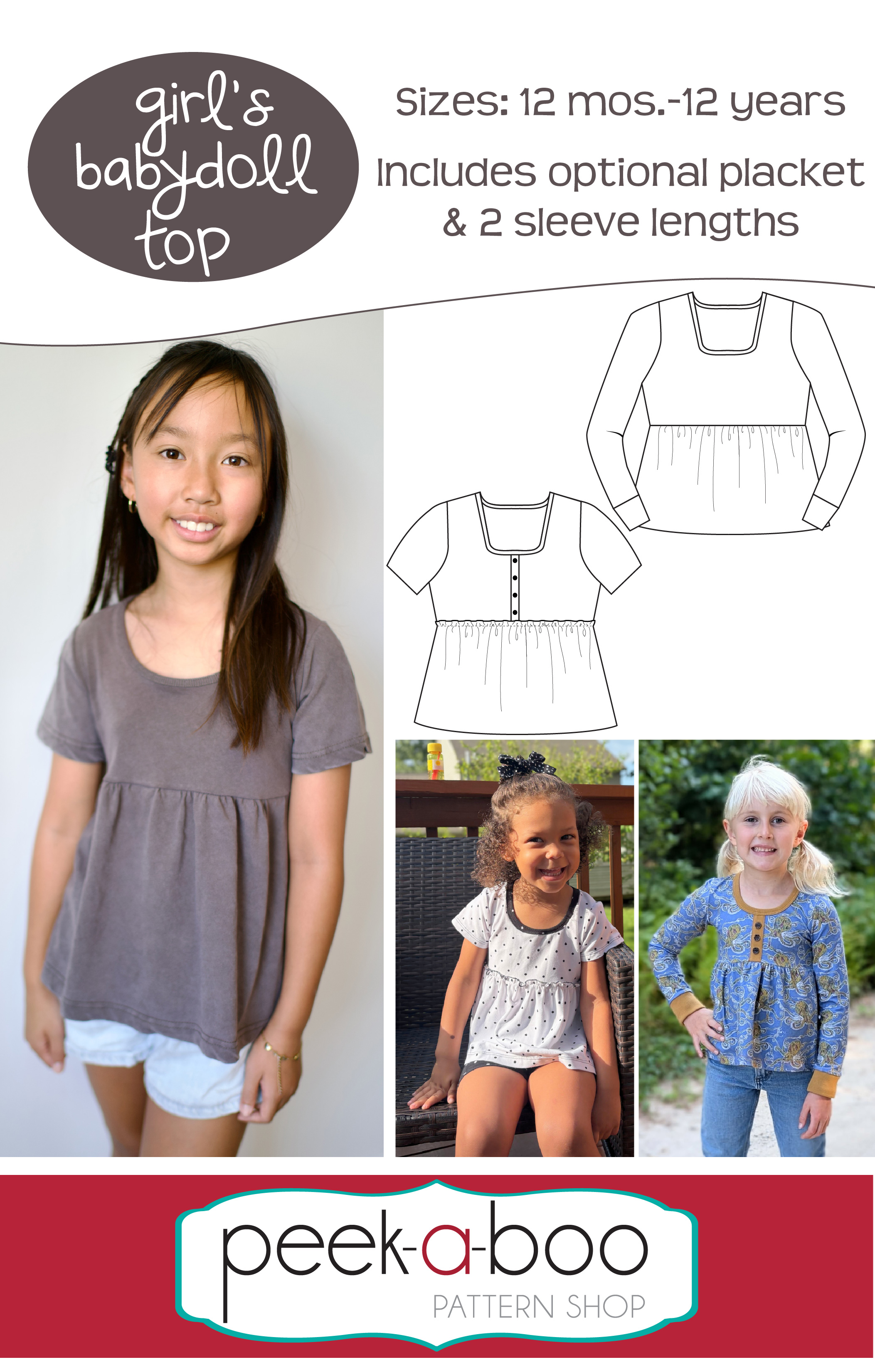 Girl's Babydoll Top Pattern - Peek-a-Boo Pattern Shop