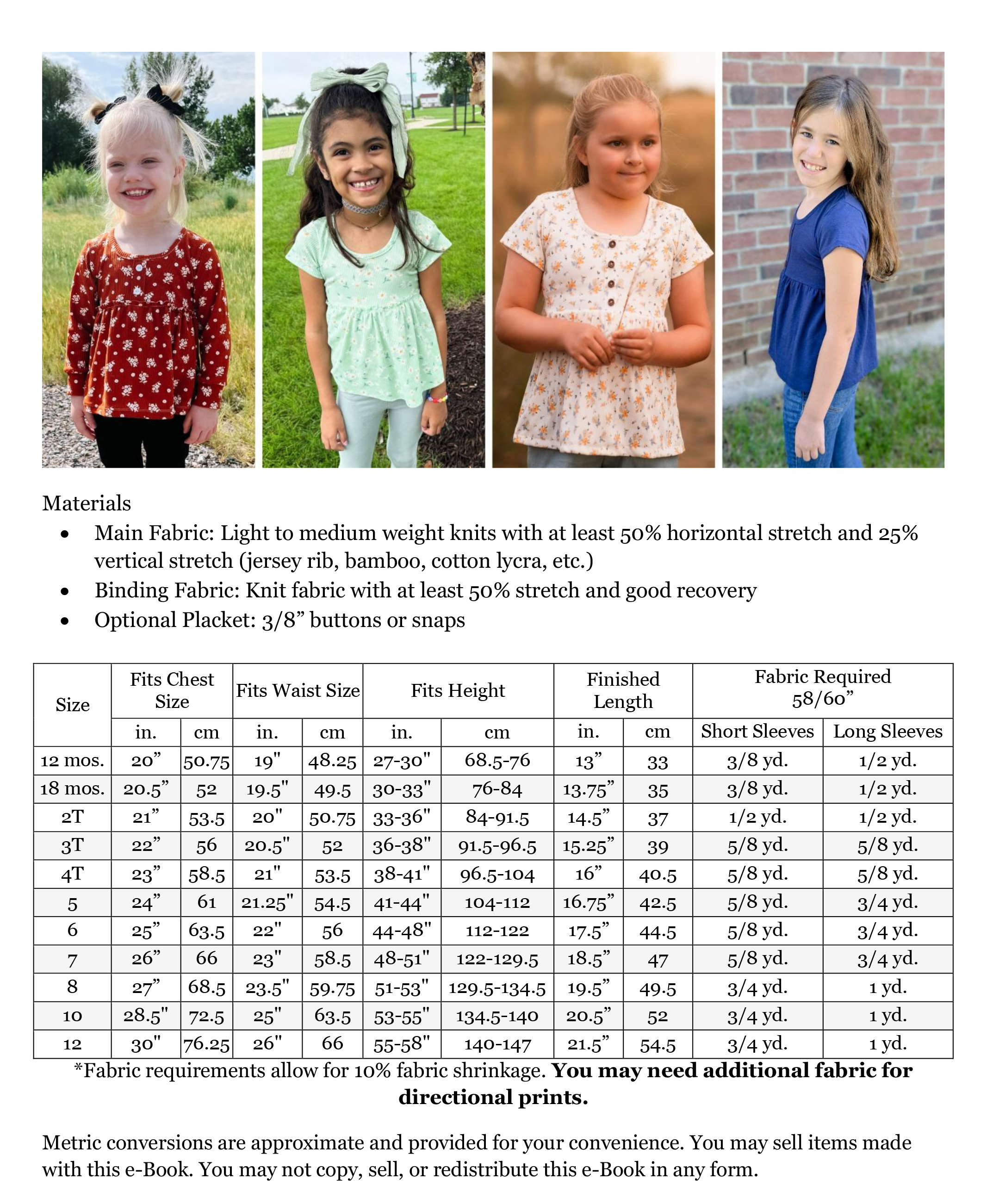 Girl's Babydoll Top Pattern - Peek-a-Boo Pattern Shop