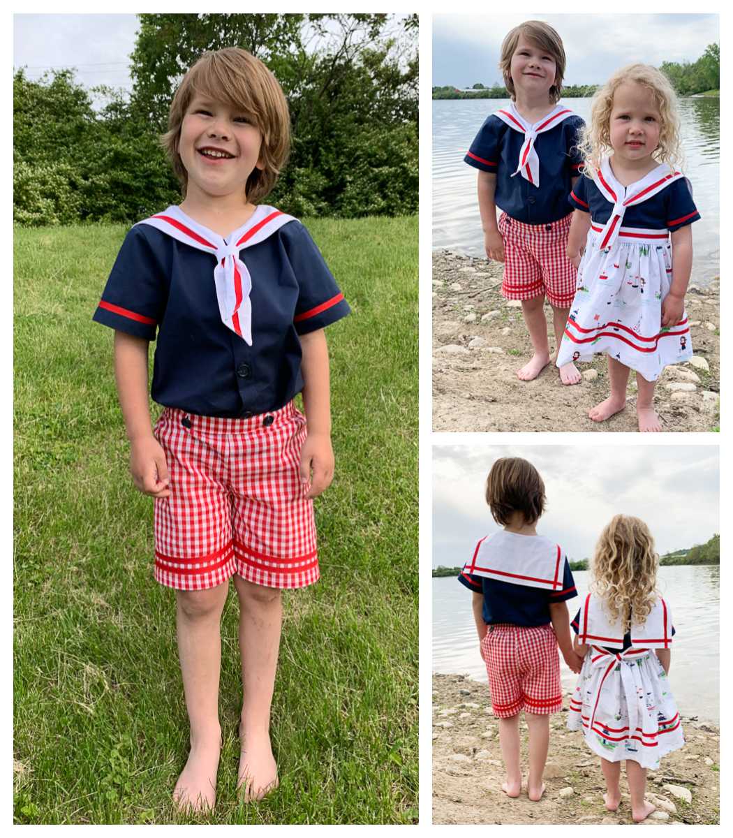 Baby Sailor Romper Suit and Dress Knitting Pattern