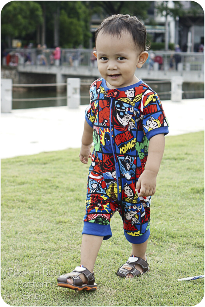 Print Footie with 2 Way Zipper in Little Boy Blue - Bellaboo