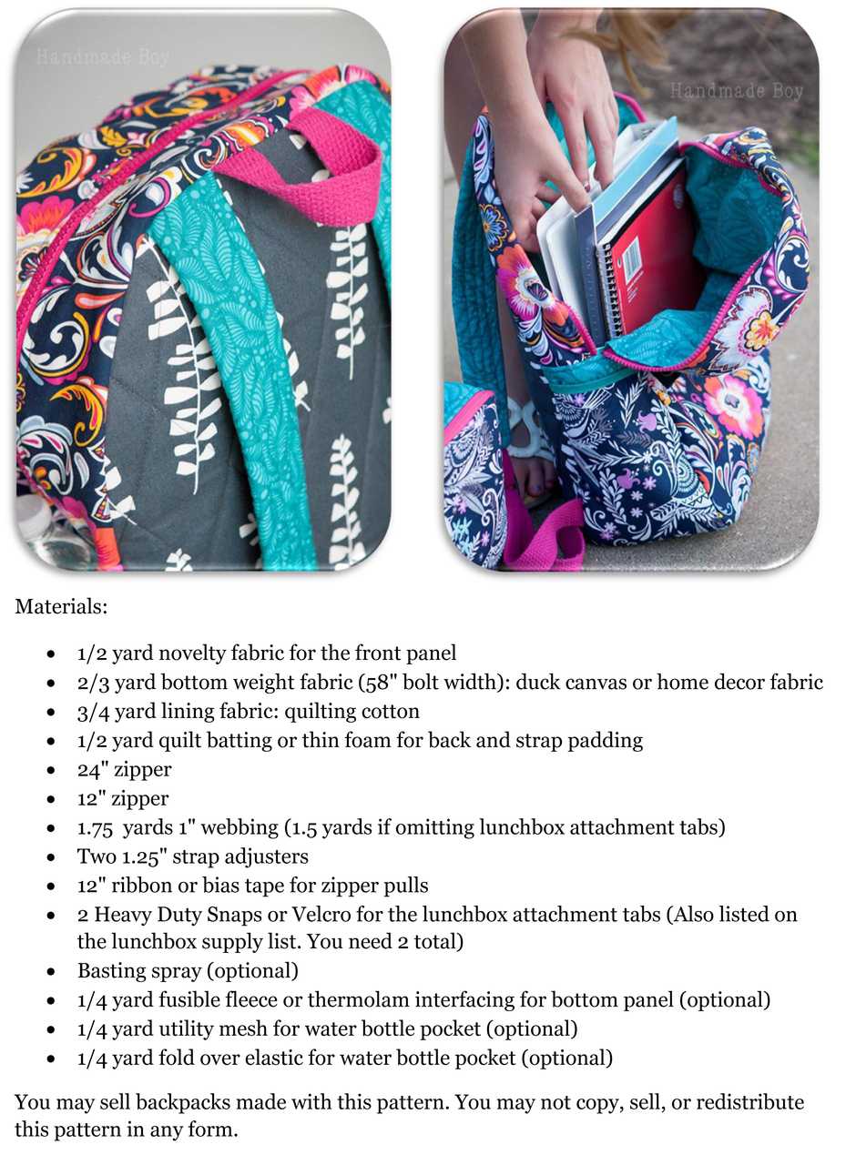 Star Student Backpack Pattern | PFD Sewing Pattern