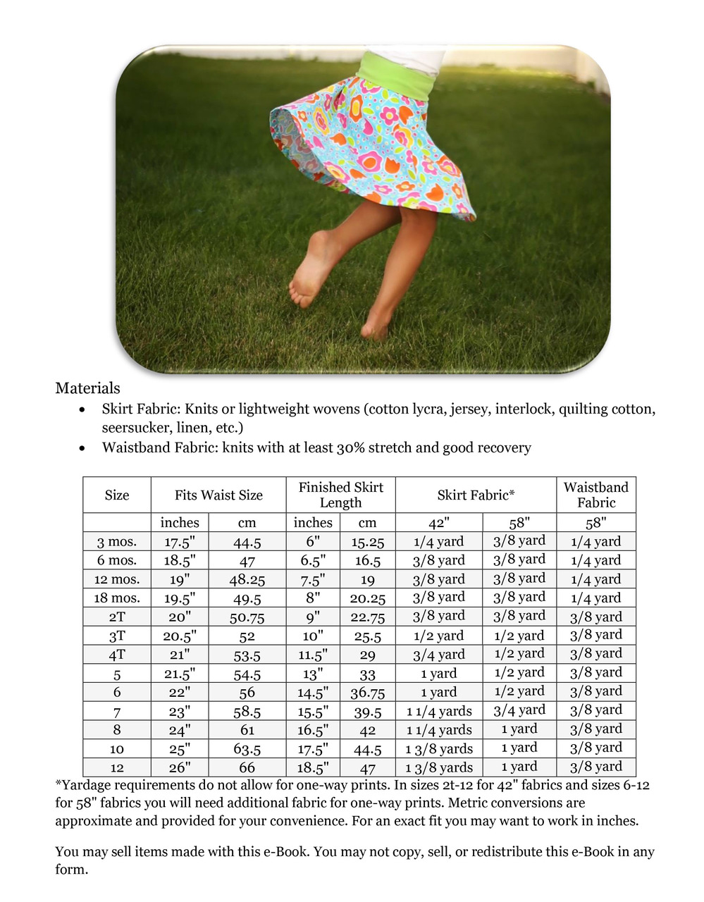 Spunky Girl's Skater Skirt Pattern | PDF Sewing Pattern