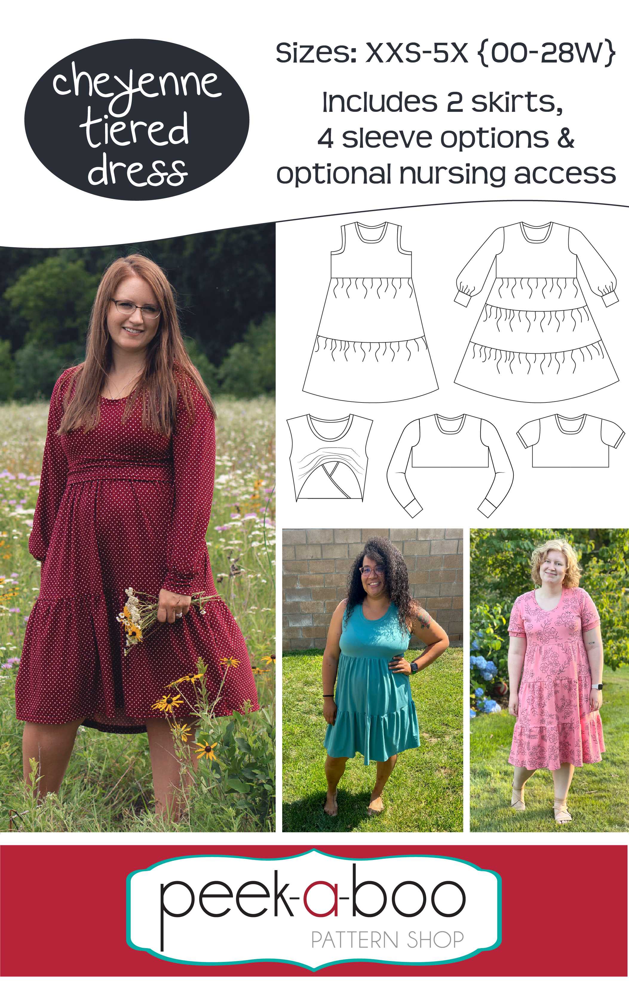 chinese dress ladies Girls Tiered Dress Sewing Pattern, PDF DIY Knee Length Dress with Fril –  Dressy Talk main image 1
