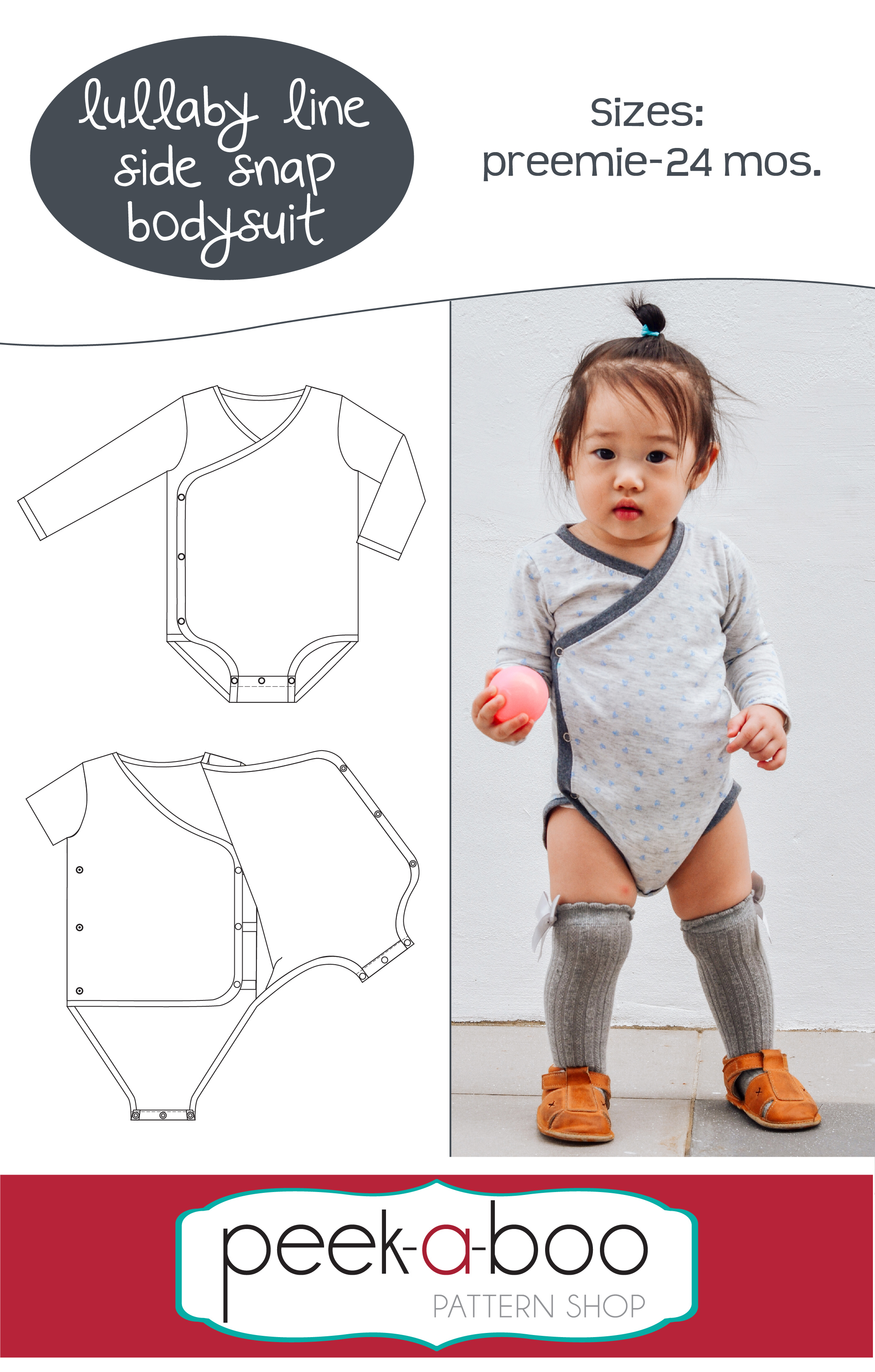 Lullaby Line Side Snap Bodysuit Pattern | PDF Sewing Pattern