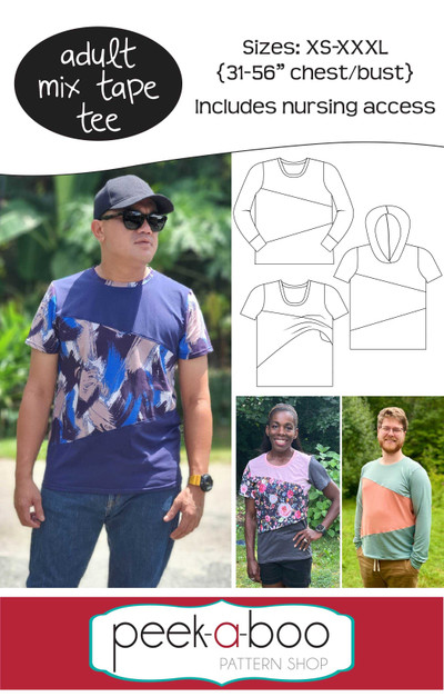 Adult Mix Tape Tee Pattern - Peek-a-Boo Pattern Shop