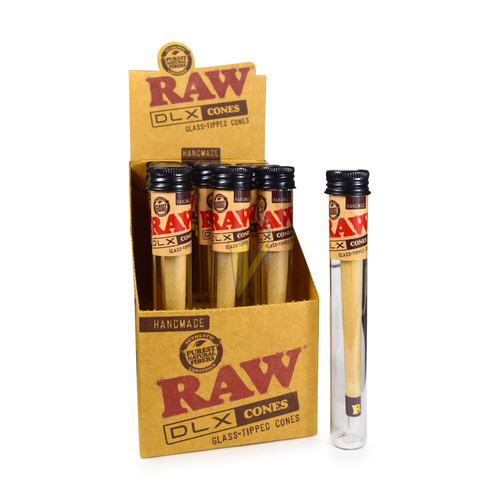 Raw DLX Handmade Glass Tipped Cones 12 Pack