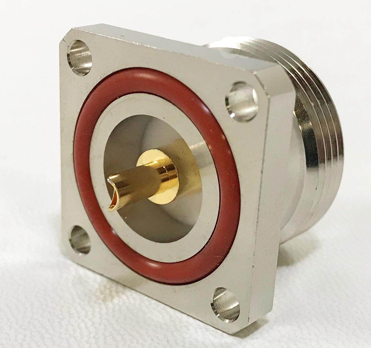 7/16 DIN FEMALE PANEL MOUNT 4 HOLE FLANGE CONNECTOR SOLDER