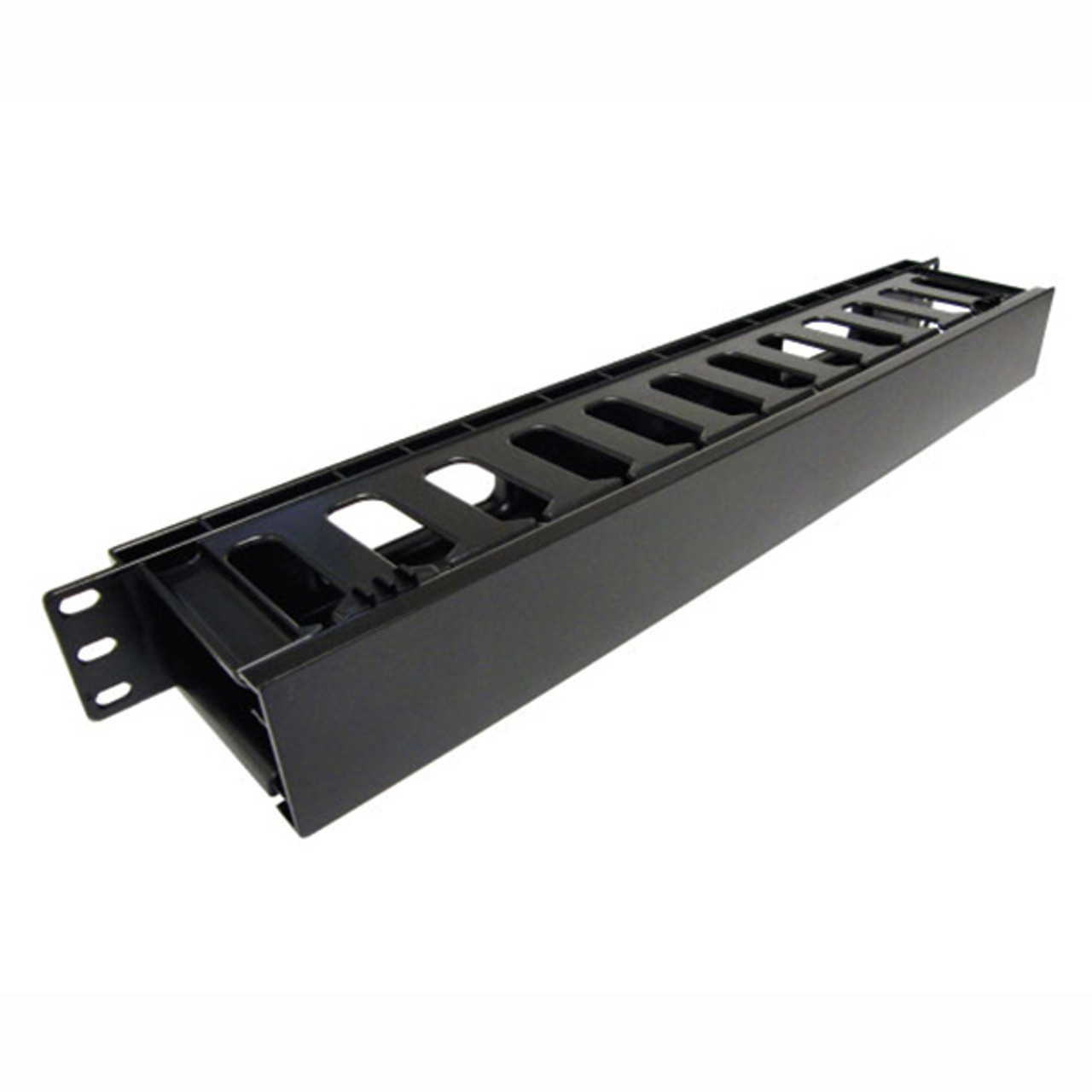 Horizontal Cable Manager 1U 19 EIA w/ Cover Black Plastic, Single Side,  comparable to WMPFSE