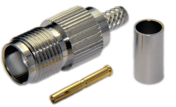 TNC Female Connector For LMR240 / LMR240UF / LOW240 / RG8x - Crimp Connector with Solder Pin - TNCFL240CS