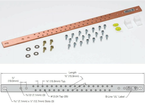 BBHORT123K1 HORIZONTAL COPPER BUSBAR 1