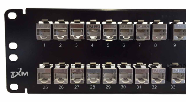 PPC648S2RUR19 CAT6 48-Port Patch Panel 2RU 19" Shielded Feed-Through  comparable to JPM816A 