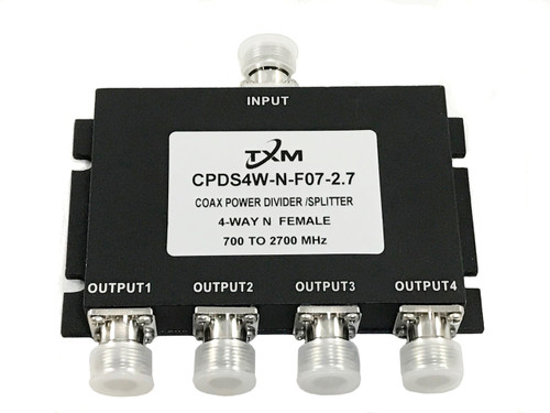 4 Way N Female RF Coax Power Divider, Splitter, Combiner