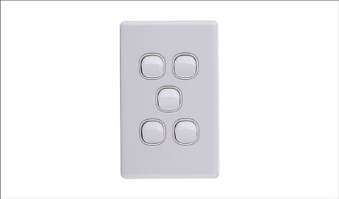 Five Gang Two Way Switch 16Amp Vertical