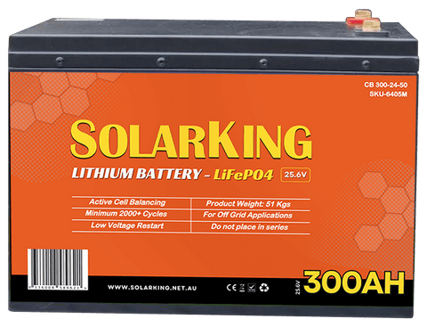 25.6V SolarKing Lithium Iron Metal Case CB-300-24-50