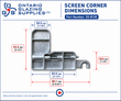 Dimensions of Sliding Screen Door Corner - Ontario Glazing Supplies part number SS-8130