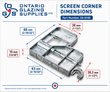 Dimensions of Large Sliding Screen Door Corner for Wheel SS-8100 - Ontario Glazing Supplies part number SS-8140