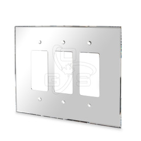 Decora, Acrylic Triple Rocker Switch Mirror Plate, Grey