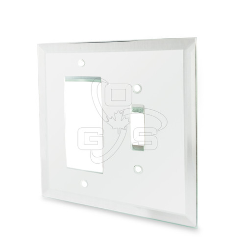 Decora, Glass Single Rocker & Toggle Switch Combo Mirror Plate, Clear