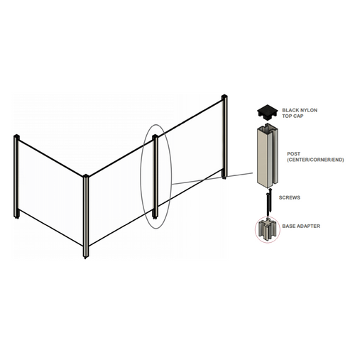 Sleek Line Glass COVID19 Barrier Partition Divider Post Aluminum Base Overview Image