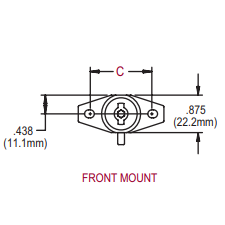 Image of Truth Hardware 28 Series Key Operated Custodial Lock Front Mount Dimension Specifications