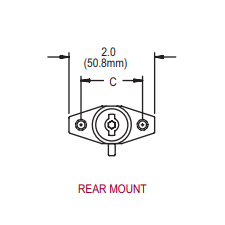 Image of Truth Hardware 28 Series Key Operated Custodial Lock Front Mount Dimension Specifications