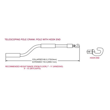 Truth 10638 Telescopic Pole with Hook End, Accessories, Window Hardware