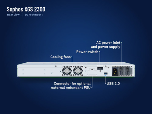 Sophos XGS 2300 firewall appliance, back view