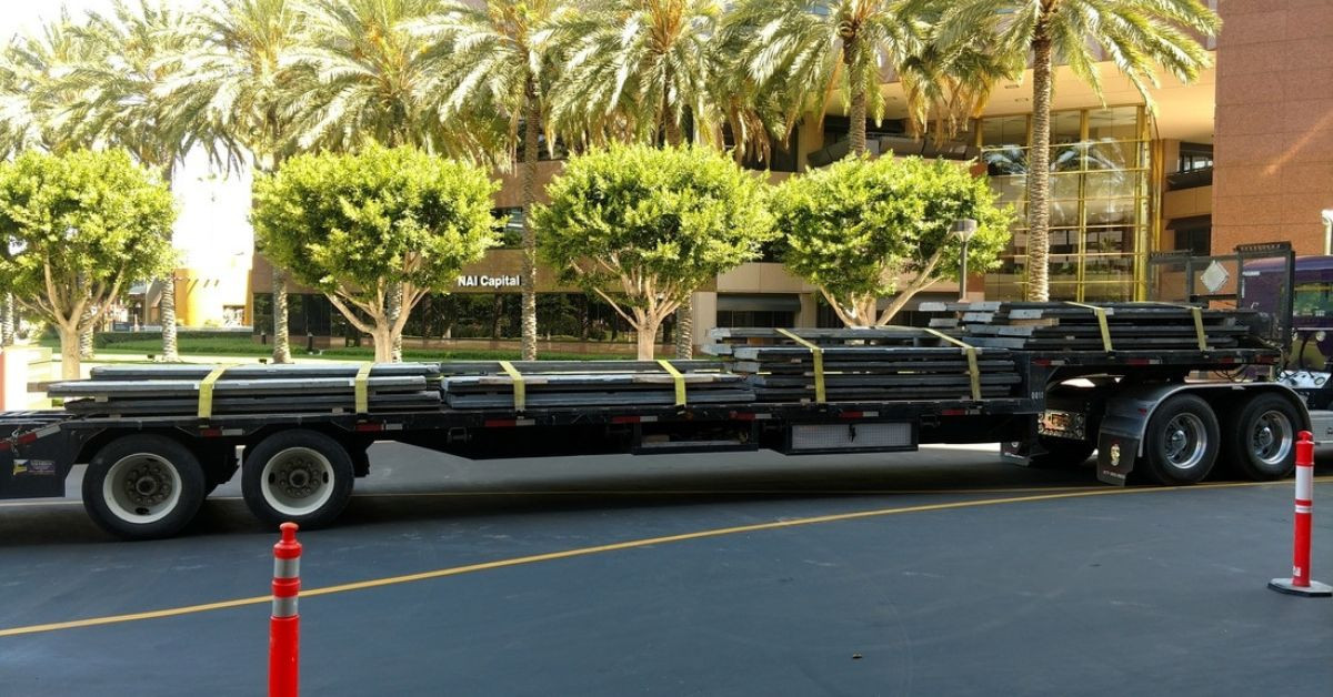 Heavy vault panels loaded on a trailer