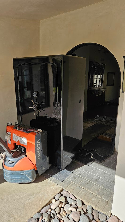 Boswell safe moving equipment staged to protect a residential entry