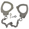 Smith & Wesson® leg irons feature satin nickel finished steel to securely restrain prisoners. These over-sized leg irons feature a 14", high-security heat-treated chain and elliptically contoured satin nickel cuffs.