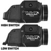 The new TLR-7A includes customized ergonomic switches featuring a low or high position to match your shooting style. It features an ambidextrous on/off switch and a rail clamp that is designed to rapidly attach/detach from the side of compact and full frame weapons. Its low-profile design prevents snagging and a “safe off” feature prevents accidental activation, saving batteries.