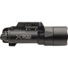 Surefire X300 Turbo Weapon Light generates a tightly focused, 66,000-candela beam pattern. Features intuitive switching allows instant activation without altering grip; turbo beam pattern, 1.50 hours run time on high; aerospace aluminum body is Mil-Spec hard anodized for scratch and corrosion resistance and sealed to make it weatherproof and IPX waterproof to 1 meter for 30 minutes. The X300T-A attachment system permits secure, rapid attachment to and easy removal from Universal and Picatinny thumb screw rail mount.
