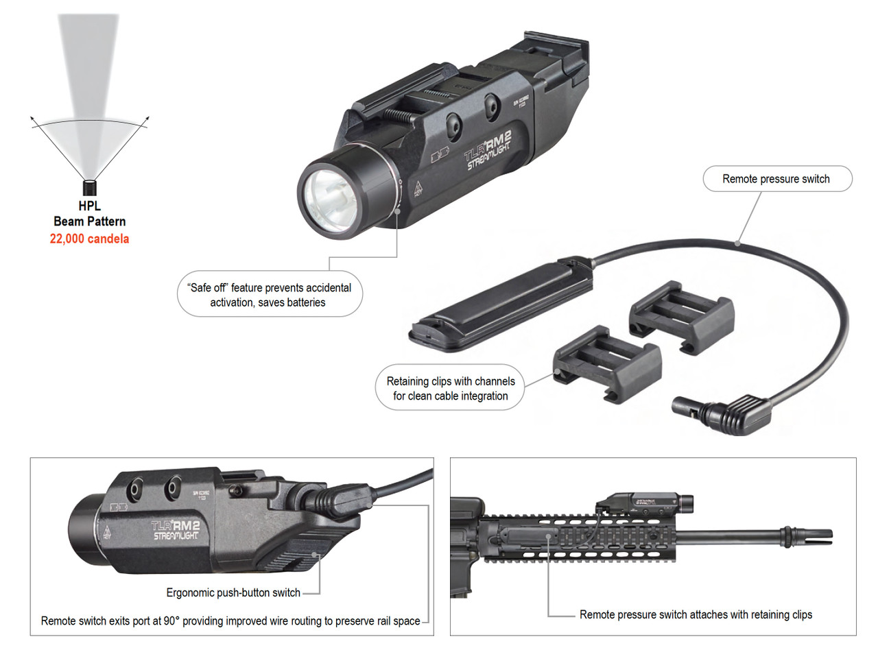 Streamlight TLR RM2 Rail Mounted Gun Lights w/Remote 1000 Lumens 