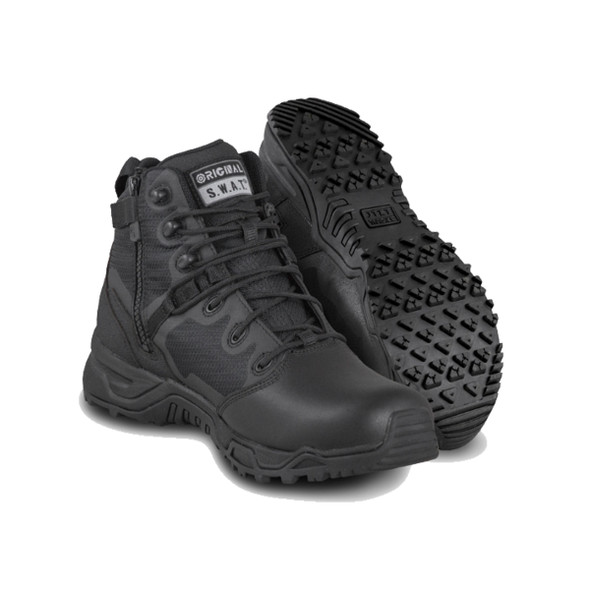 Original SWAT 176301 Alpha Fury 6" Polishable Toe Side-Zip Black Boots
