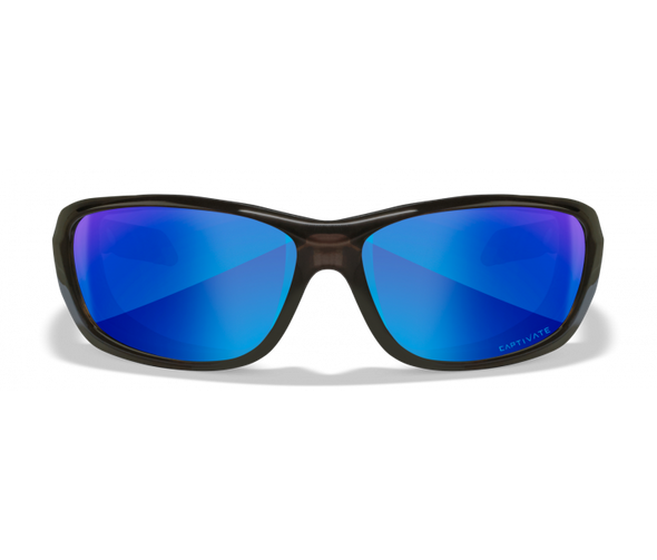 Wiley X Gravity CCGRA19 Black Crystal/Captivate Polarized Blue Mirror Sunglasses