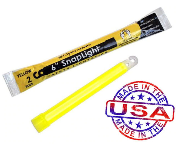 Cyalume / Snaplight 6" 2 Hours Lightsticks 100/Pack - Yellow