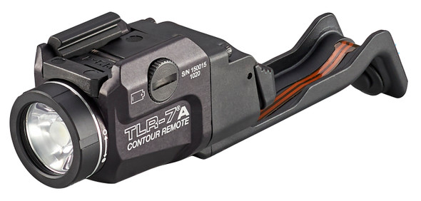 Streamlight 69428 TLR-7A 500 Lumens Contour Remote Compact Rail Mounted Tactical Light With Grip Switch for Glock, Rail Locating Keys, CR123A Lithium Battery, Black, Box Packaged