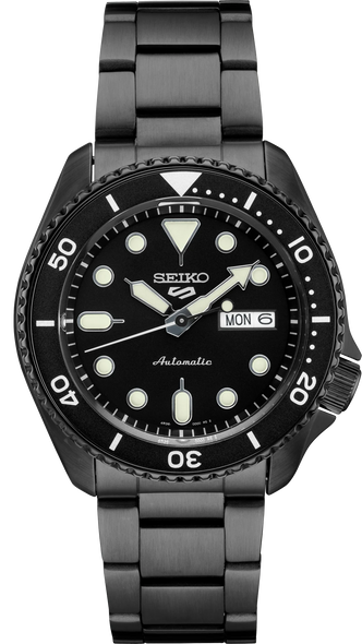 Seiko 5 Sports SRPD65 Automatic Watch Black Dial & Black PVD Bracelet