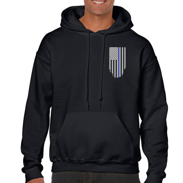 Thin Blue Line American Flag Honor & Respect Hoodies